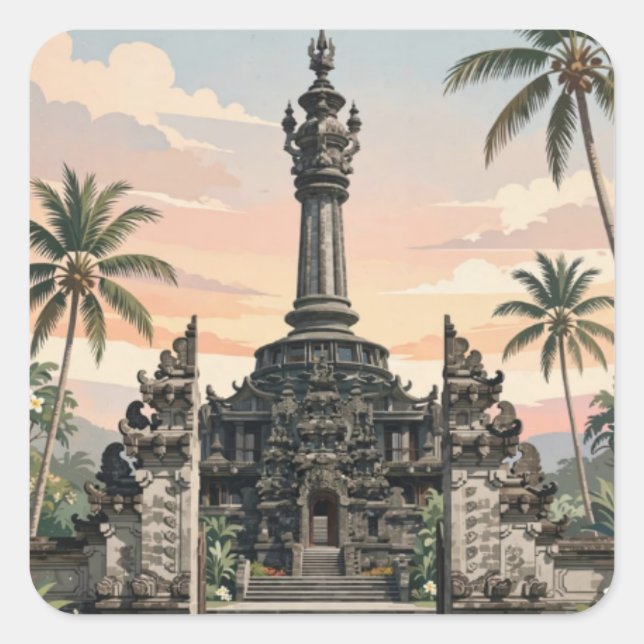 Cuadrada Denpasar Bali Pegatina (Anverso)