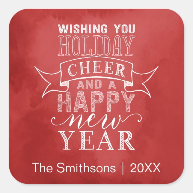 Cuadrada Deseándote La Salud De Las Fiestas | Pegatina de c (Anverso)