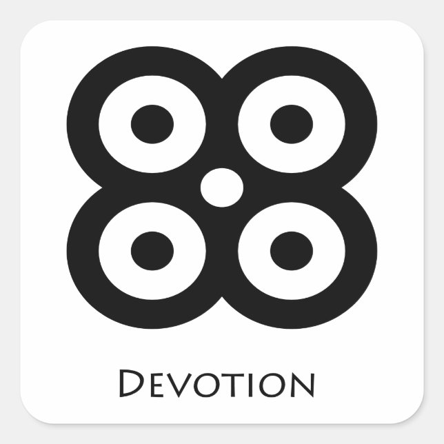 Cuadrada Devoción ( Mpuannum ) Adinkra Símbolo Pegatina (Anverso)
