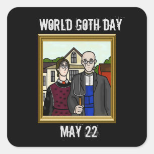 Cuadrada Día Mundial del Gótico Pegatina gótico estadounide