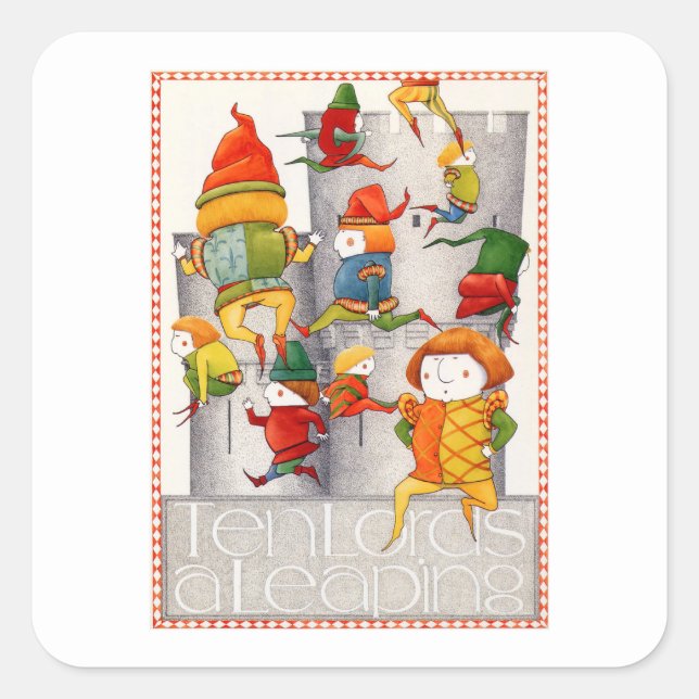 Cuadrada DIEZ SEÑORES, UN PEQUEÑO Pegatina cuadrado. (Anverso)