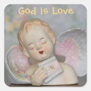 Cuadrada Dios es amor Ángel Pegatina