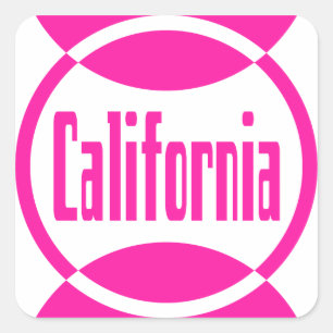 Cuadrada Diseño de logotipo rosa de California #1 Pegatina