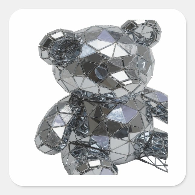 Cuadrada Diseño de pegatina abstracta de plata vibrante (Anverso)