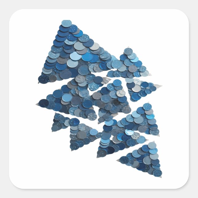 Cuadrada Diseño de pegatina ÁRBOL AZUL gris de moda (Anverso)