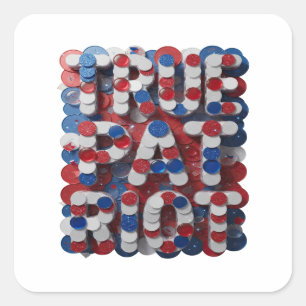 Cuadrada Diseño de pegatina Cool Silver TRUE PATRIOT RIOT