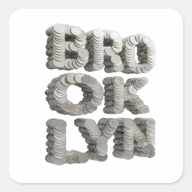 Cuadrada Diseño de pegatina Crisp Gray BROOKLYN (Anverso)