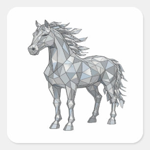 Cuadrada Diseño de pegatina de caballo gris premium LOW POL