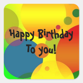 Cuadrada Diseño de Pegatina de cumpleaños festivo