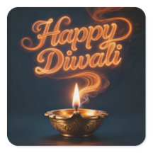 Diseño de pegatina de diya de Diwali feliz brillan
