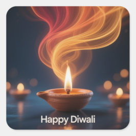 Cuadrada Diseño de pegatina de Diya Diwali feliz brillante