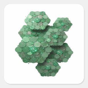 Cuadrada Diseño de pegatina de monedas de la suerte verdes