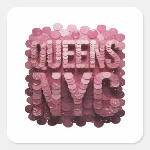 Cuadrada Diseño de pegatina Dynamic Pink QUEENS NYC