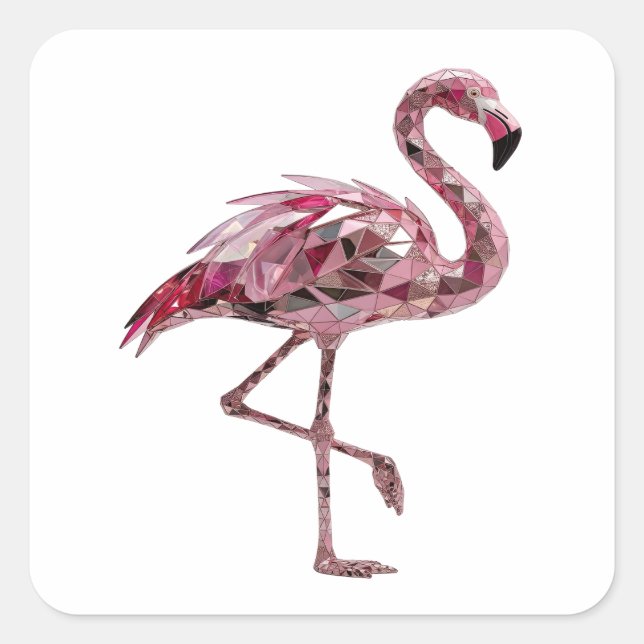 Cuadrada Diseño de pegatina FLAMINGO rosa de moda (Anverso)