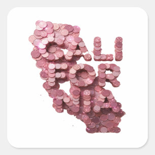 Cuadrada Diseño de pegatina Glossy Pink CALIFORNIA