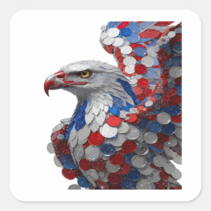 Cuadrada Diseño de pegatina Gris Brillante ÁGUILA AMERICANA
