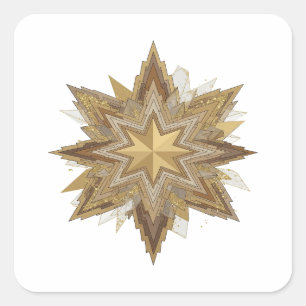 Cuadrada Diseño de pegatina gris único de la ESTRELLA DE BE