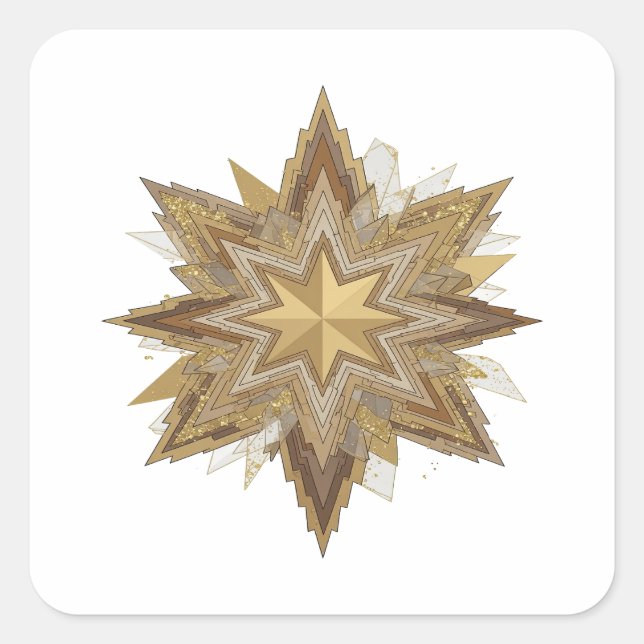 Cuadrada Diseño de pegatina gris único de la ESTRELLA DE BE (Anverso)