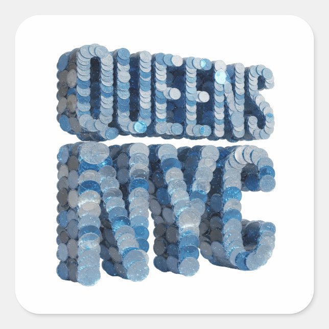 Cuadrada Diseño de pegatina Luxe Blue QUEENS NYC (Anverso)