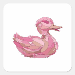 Cuadrada Diseño de pegatina PATO ROSA CON DIAMANTES Platead