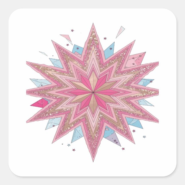 Cuadrada Diseño de pegatina PINK STAR Rosa Radiante (Anverso)