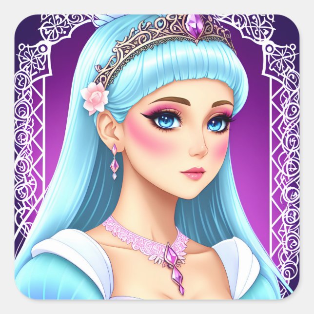 Cuadrada Diseño de Pegatina Princesa de Sapphire (Anverso)