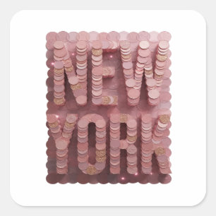 Cuadrada Diseño de pegatina rosa alegre de NUEVA YORK