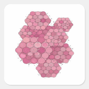 Cuadrada Diseño de pegatina ROSAS ESTRELLAS Y BOLAS Rosa Cr
