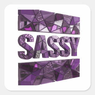 Cuadrada Diseño de pegatina SASSY Morado Radiante