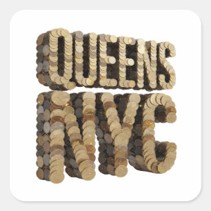 Cuadrada Diseño de pegatina Signature Gold QUEENS NYC