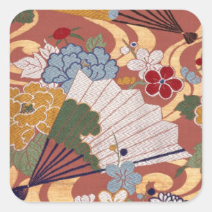 Cuadrada Diseño de tejido tradicional japonés Pegatina cuad