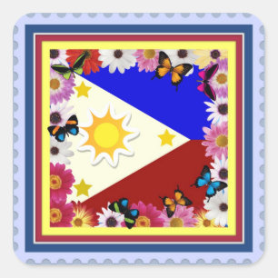 Cuadrada Diseño filipino de la bandera - pegatina filipino