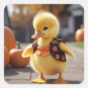 Cuadrada Disfrazado de bollo para pegatina de Halloween