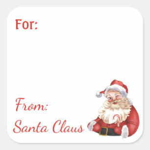 Cuadrada Diversión de Santa Claus pegatina de regalo de NOM