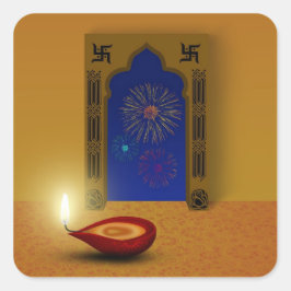 Cuadrada Diwali feliz festivo - Pegatina