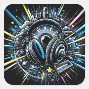 CUADRADA DJ PEGATINA