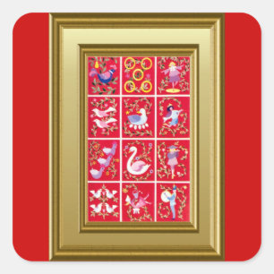 Cuadrada Doce días de pegatina del navidad