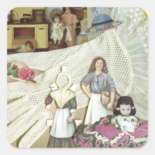 Cuadrada Dolls Pegatina