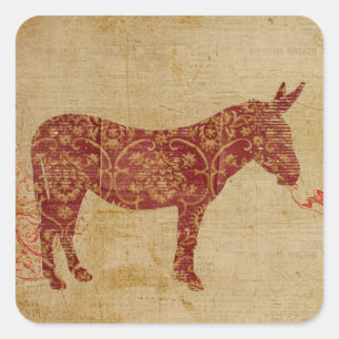 Cuadrada Donkey Silhouette Pegatina