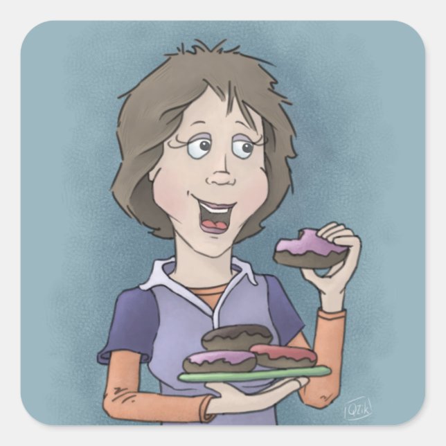 Cuadrada Donuts con pegatina cuadrado de rociadores (Anverso)