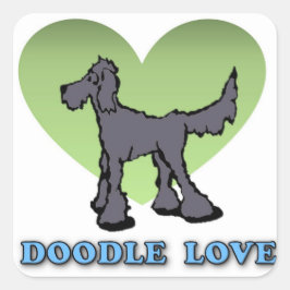 Cuadrada Doodle Love Pegatina