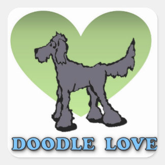 Cuadrada Doodle Love Pegatina