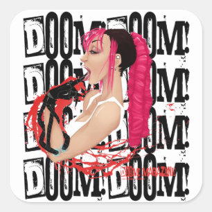 Cuadrada ¡DOOM! Pegatina negro "Z"