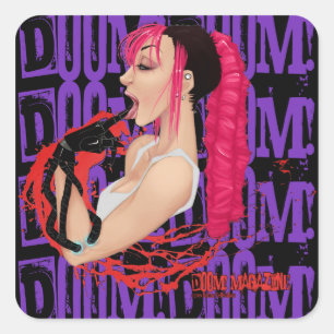 Cuadrada ¡DOOM! Revista "Z" Pegatina morado