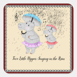 Cuadrada Dos pequeños hipopótamos cantando en el Pegatina d