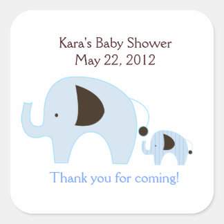 Cuadrada Dottie Elephant Blue SQUARE Favor Pegatina