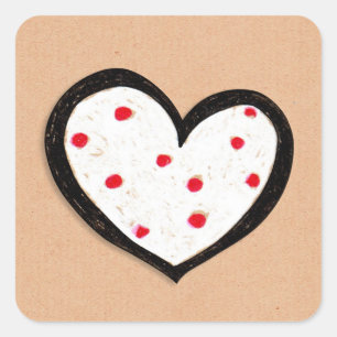 Cuadrada Dotty Hearts kraft Square Pegatina