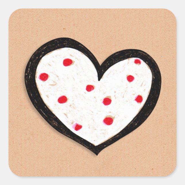 Cuadrada Dotty Hearts kraft Square Pegatina (Anverso)