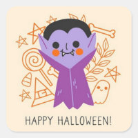Drácula de Halloween retro Pegatina cuadrado fanta