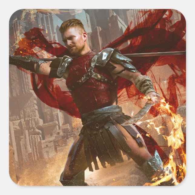 Cuadrada Dragón del Pegatina de arte de la fantasía del des (Anverso)